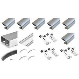 Set di ferramenta per tre porte scorrevoli MULTIOMEGA W RAMA - 3 m / Alluminio