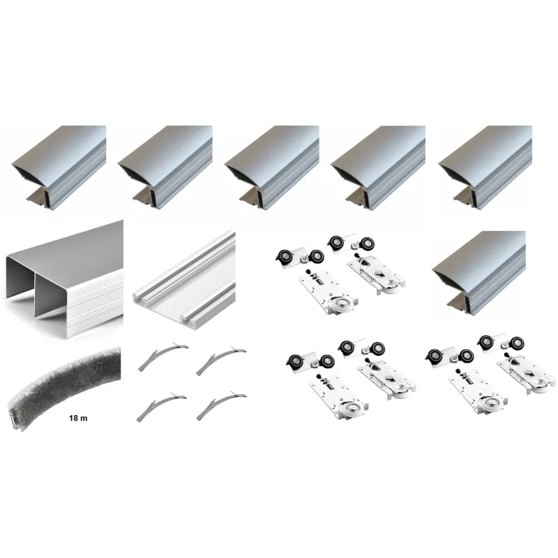 Set di ferramenta per tre porte scorrevoli MULTIOMEGA W RAMA - 3 m / Alluminio
