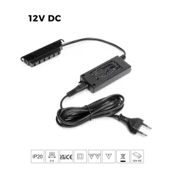 Trasformatore LED (adattatore di rete) 12V con connettori integrati / Nero