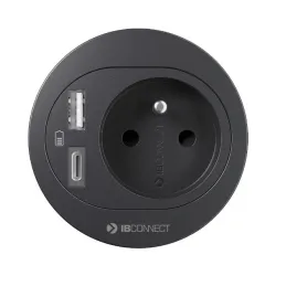 Presa da incasso per scrivania ATOS 1x230V + USB A-C / Nera