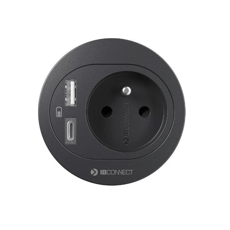 Presa da incasso per scrivania ATOS 1x230V + USB A-C / Nera