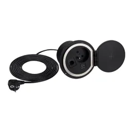 Presa da incasso per scrivania LUPO FRENCH 1x230V + USB A/C - Nera