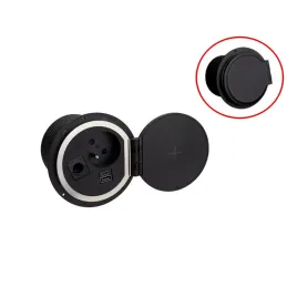 Presa da incasso per scrivania LUPO FRENCH 1x230V + USB A/C - Nera
