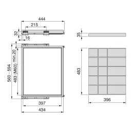 Organizzatore estraibile per accessori con chiusura ammortizzata NEXUS 560 - 594 mm / Nero opaco