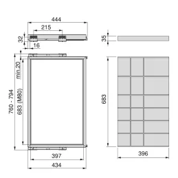 Organizzatore estraibile per accessori con chiusura ammortizzata NEXUS 760–794 mm / Beige