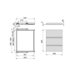 Ripiano estraibile con chiusura ammortizzata NEXUS 560–594 mm / Beige