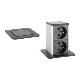 Presa a scomparsa SQUARE UP FRENCH 2x230V / Nero opaco