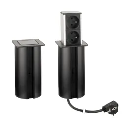 Presa a scomparsa SQUARE UP FRENCH 2x230V / Nero opaco
