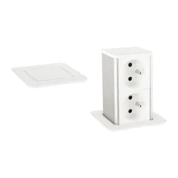 Presa estraibile SQUARE UP FRENCH 2x230V / Bianco opaco