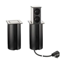 Presa estraibile SQUARE UP FRENCH 2x230V / Acciaio inox