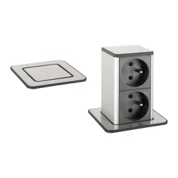 Presa estraibile SQUARE UP FRENCH 2x230V / Acciaio inox
