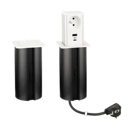 Presa estraibile SQUARE UP FRENCH 1x230V + USB A-C / Bianco opaco