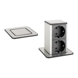 Presa estraibile SQUARE UP SCHUKO 2x230V / Acciaio inox