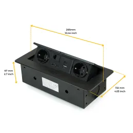 Presa a scomparsa ATOMIA 2x230 V + ricarica 2xUSB A/C + HDMI + RJ45 / Nero