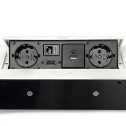 Presa a scomparsa ATOMIA 2x230 V + ricarica 2xUSB A/C + HDMI + RJ45 / Bianco