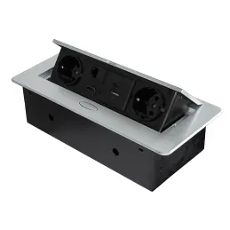 Presa a scomparsa ATOMIA 2x230 V + ricarica USB 2x A/C + HDMI + RJ45 / Alluminio
