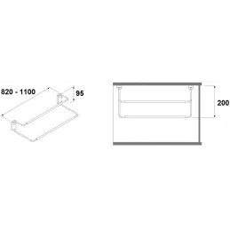 Portascarpe regolabile 820–1100 mm / Cromo lucido