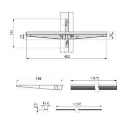 Mensola in metallo da 1000 mm con supporti per sistema modulare guardaroba ZERO / Nero opaco