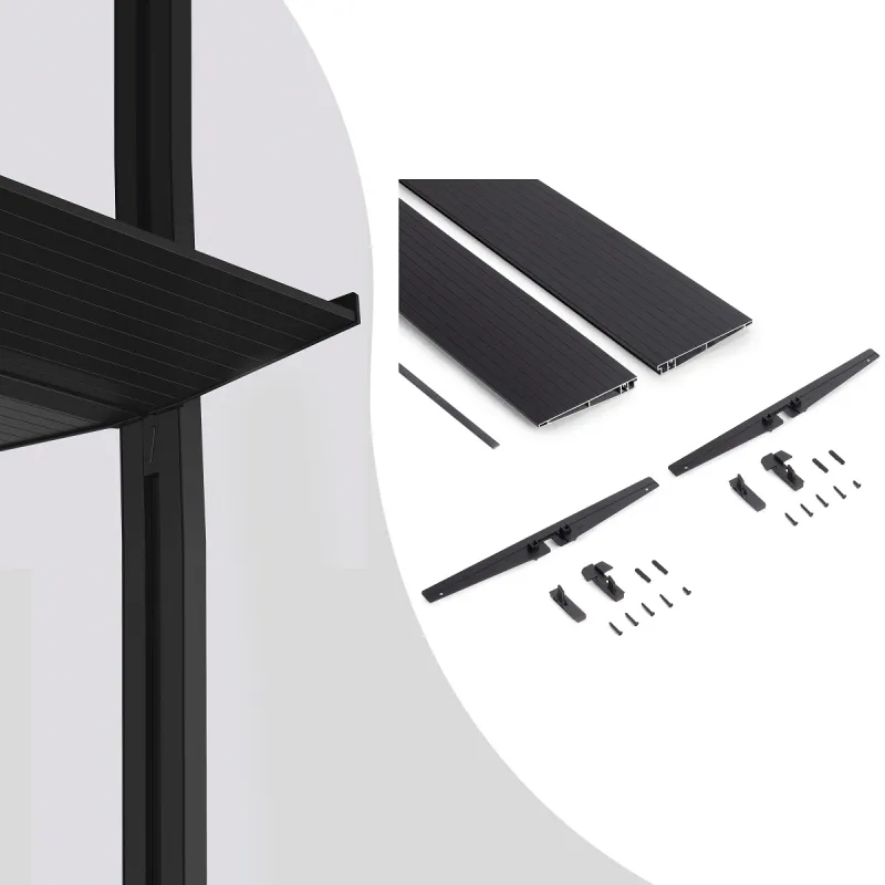 Mensola in metallo da 1000 mm con supporti per sistema modulare guardaroba ZERO / Nero opaco