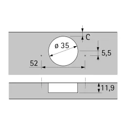 Cerniera a chiusura ammortizzata 105° NOVISYS 52 / Silent system