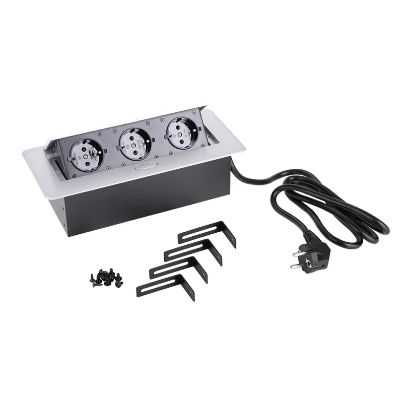 Presa elettrica a scomparsa SCHUKO 3x230V / Alluminio