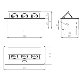Presa elettrica a scomparsa SCHUKO 3x230V / Nero opaco