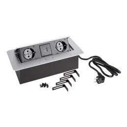 Presa elettrica a scomparsa SCHUKO 2x230V + ricarica USB A/C / Alluminio