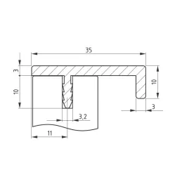 Maniglia per bordo dell’anta MONACO / Acciaio inox spazzolato