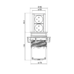 Presa elettrica estraibile Elevator 2x230V / Nero opaco