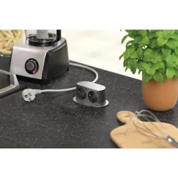 Presa elettrica doppia estraibile PICCOLINO SCHUCO 2x 230V / Acciaio inox