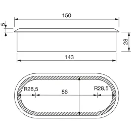 Passacavi in legno OVAL 150 / Faggio grezzo