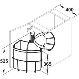 Cestino girevole per rifiuti ENVI Center 400mm 2x9 L / Antracite