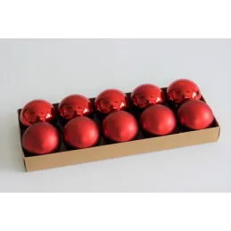 Set di palline natalizie in plastica da 50 mm – 10 pezzi / Mix rosso