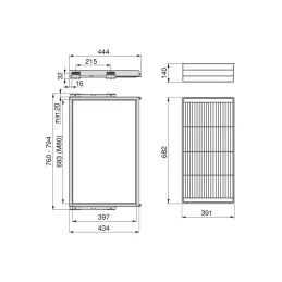 Cestello estraibile in filo metallico con chiusura ammortizzata NEXUS 760–794 mm / Nero opaco