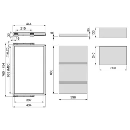 Ripiano estraibile con chiusura ammortizzata NEXUS ELEGANTE 760 - 794 mm / Beige