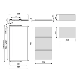 Ripiano estraibile con chiusura ammortizzata NEXUS ELEGANTE 860–894 mm / Nero opaco