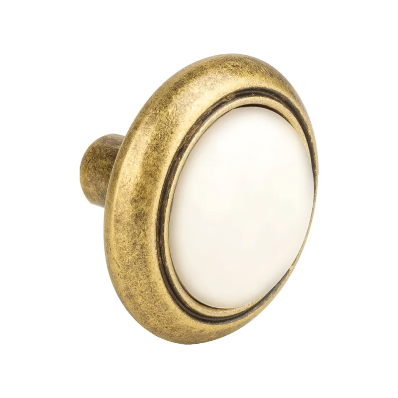 Pomello VENOS / Oro anticato - porcellana bianca