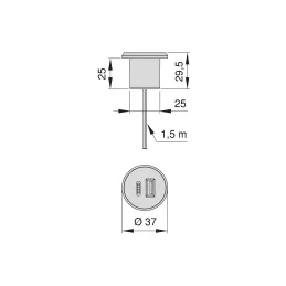 Caricatore da tavolo da interno 2 x USB 25 mm PLUGY / Grigio metallizzato