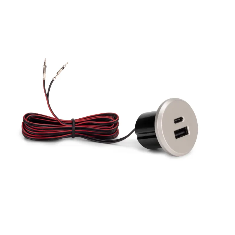 Caricatore da tavolo da interno 2 x USB 25 mm PLUGY / Grigio metallizzato