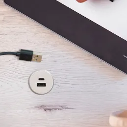 Caricatore da tavolo da interno 2 x USB 25 mm PLUGY / Grigio metallizzato
