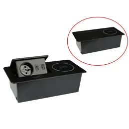 Presa elettrica a scomparsa 1x230V + ricarica USB A-C / Nero opaco