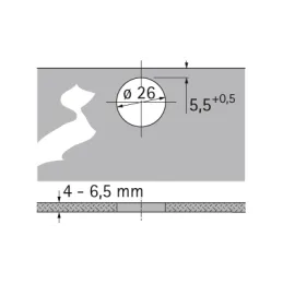 Cerniera semi-sovrapposta per vetro INTERMAT 9904 - 95°