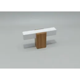Pomello in legno LEO / Bianco - rovere naturale