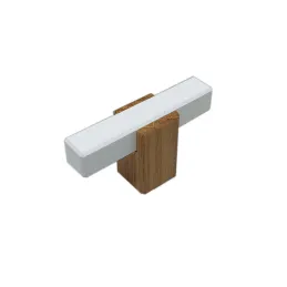 Pomello in legno LEO / Bianco - rovere naturale