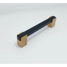 Maniglia in legno LEO II / Nero - faggio naturale