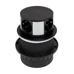 Presa elettrica estraibile VERTIKAL SCHUKO 3x 230V + 2x USB / Nero opaco
