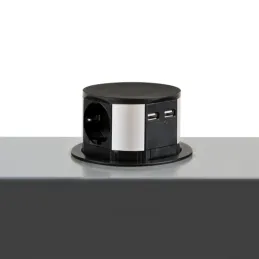 Presa elettrica estraibile VERTIKAL SCHUKO 3x 230V + 2x USB / Nero opaco