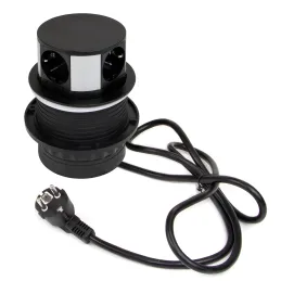 Presa elettrica estraibile VERTIKAL SCHUKO 3x 230V + 2x USB / Nero opaco