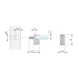 Supporto per ripiano in vetro GRACE 5-6 mm / Nichel nero - 10 pz.