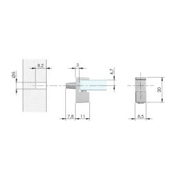 Supporto per ripiano in vetro GRACE 8 mm / Nichel nero - 10 pz.